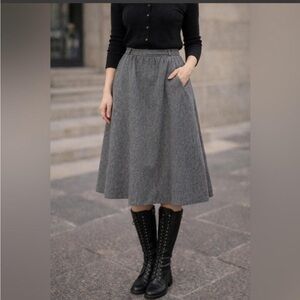 Vintage Gray Wool Blend Skirt